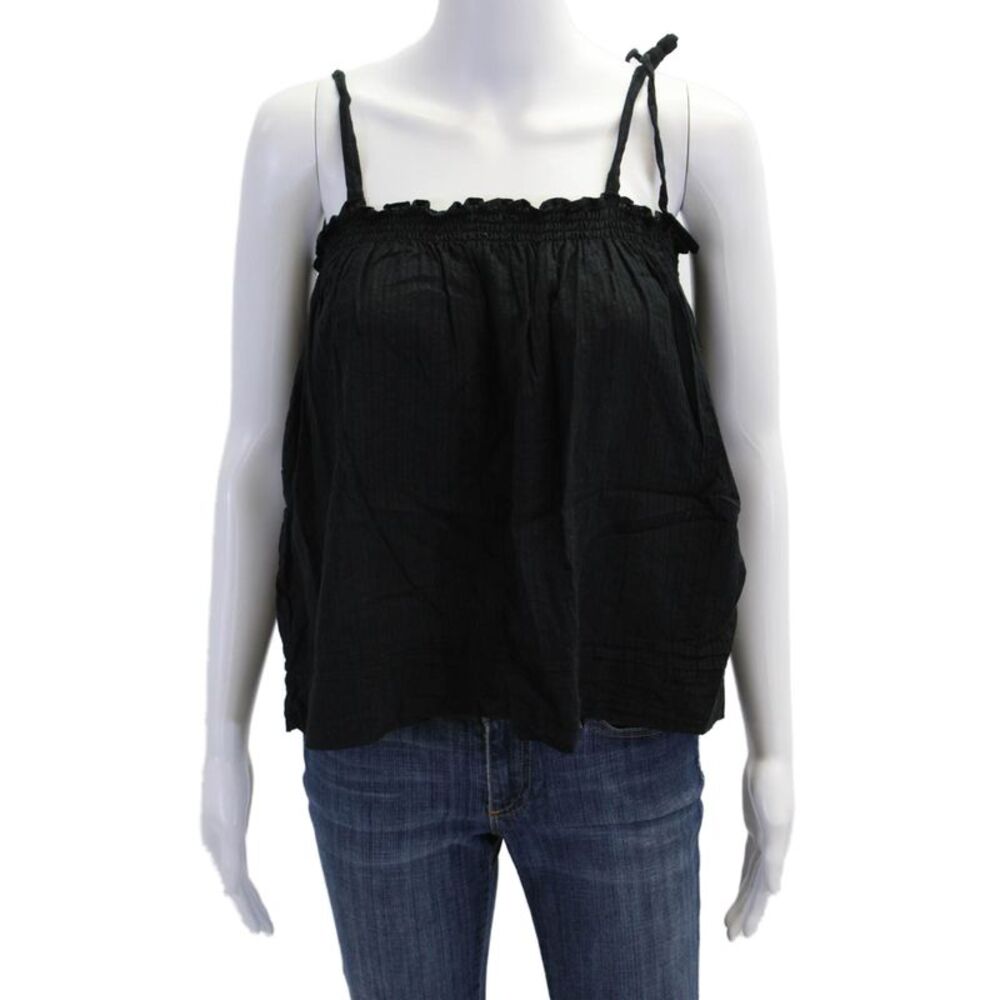 The Westside Womens Cotton Subtle Stripe Print Tied Strap Tank Top Black Size XS